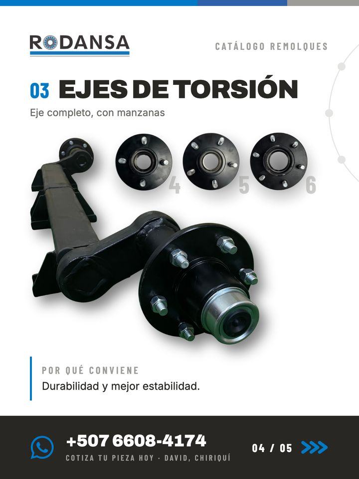 Ficha de ejes de torsión en el catálogo de RODANSA