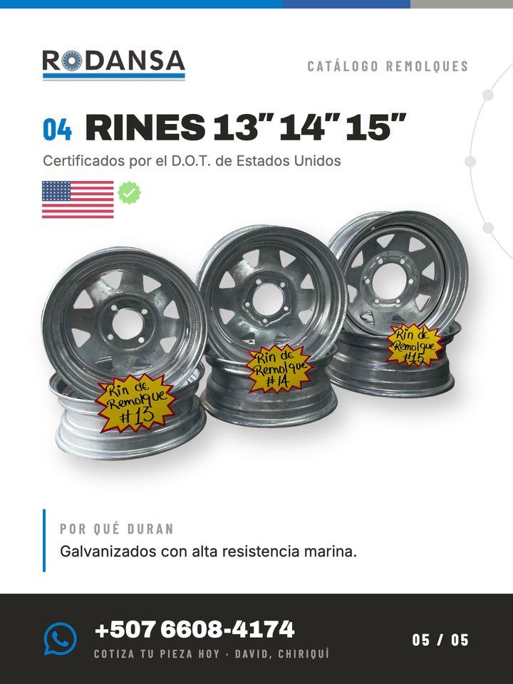 Ficha de rines en el catálogo de RODANSA