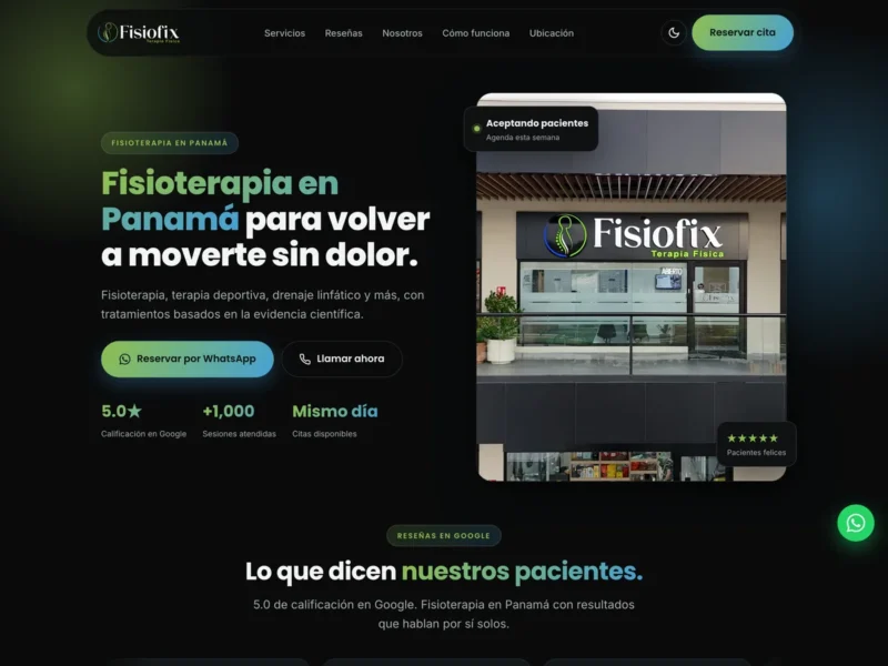 Página web para Fisiofix Terapia Física, hecha por Fresa Marketing