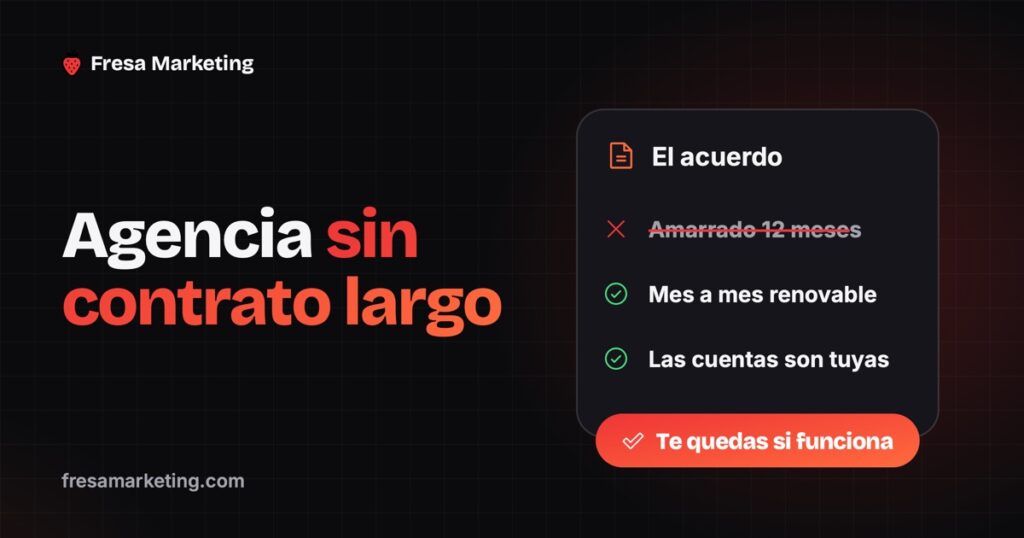 Portada de agencia de publicidad digital sin contrato largo plazo: el acuerdo es mes a mes