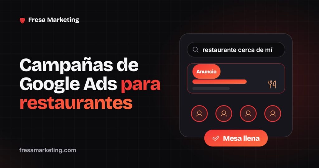 Portada de campañas de google ads para restaurantes: el anuncio de primero y la mesa llena