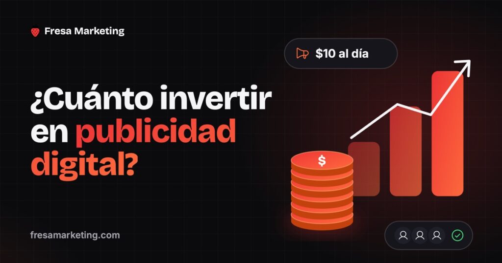 Portada: cuánto invertir en publicidad digital para un negocio pequeño, con monedas y ventas que crecen