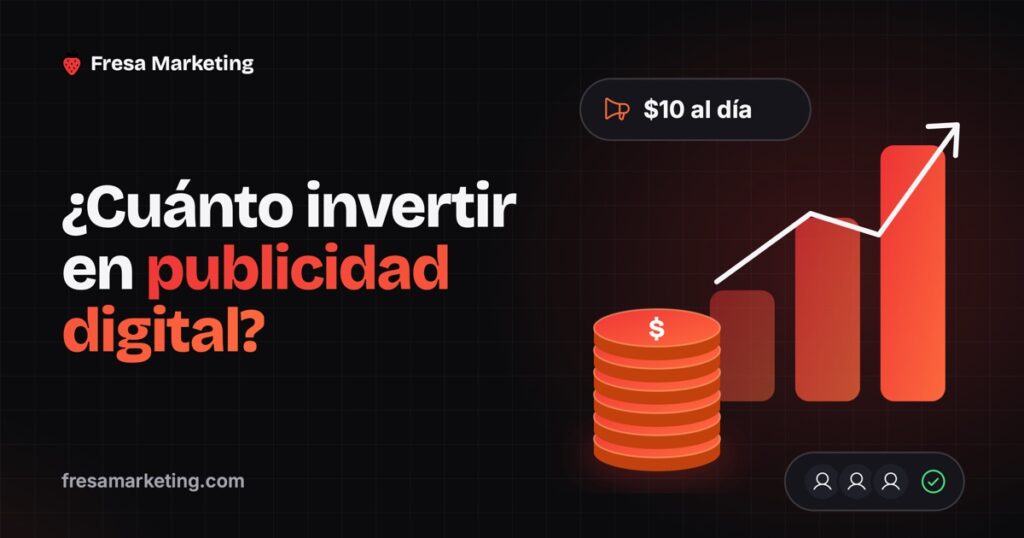 Portada: cuánto invertir en publicidad digital para un negocio pequeño, con monedas y ventas que crecen