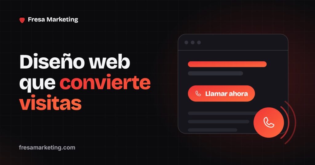 Portada de diseño web que convierte visitas en clientes: una web con un solo botón y el teléfono sonando