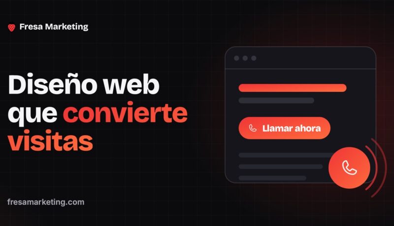 Portada de diseño web que convierte visitas en clientes: una web con un solo botón y el teléfono sonando