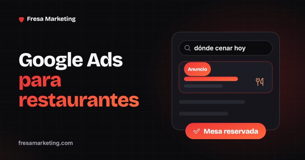 Portada de google ads para restaurantes: una búsqueda de dónde cenar con el anuncio de primero