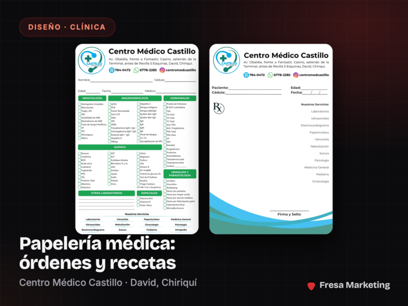 Portada del caso: papelería médica del Centro Médico Castillo en David, Chiriquí
