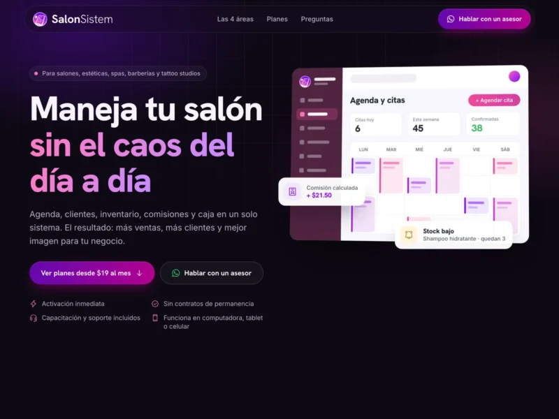 Página web de SalonSistem diseñada por Fresa Marketing