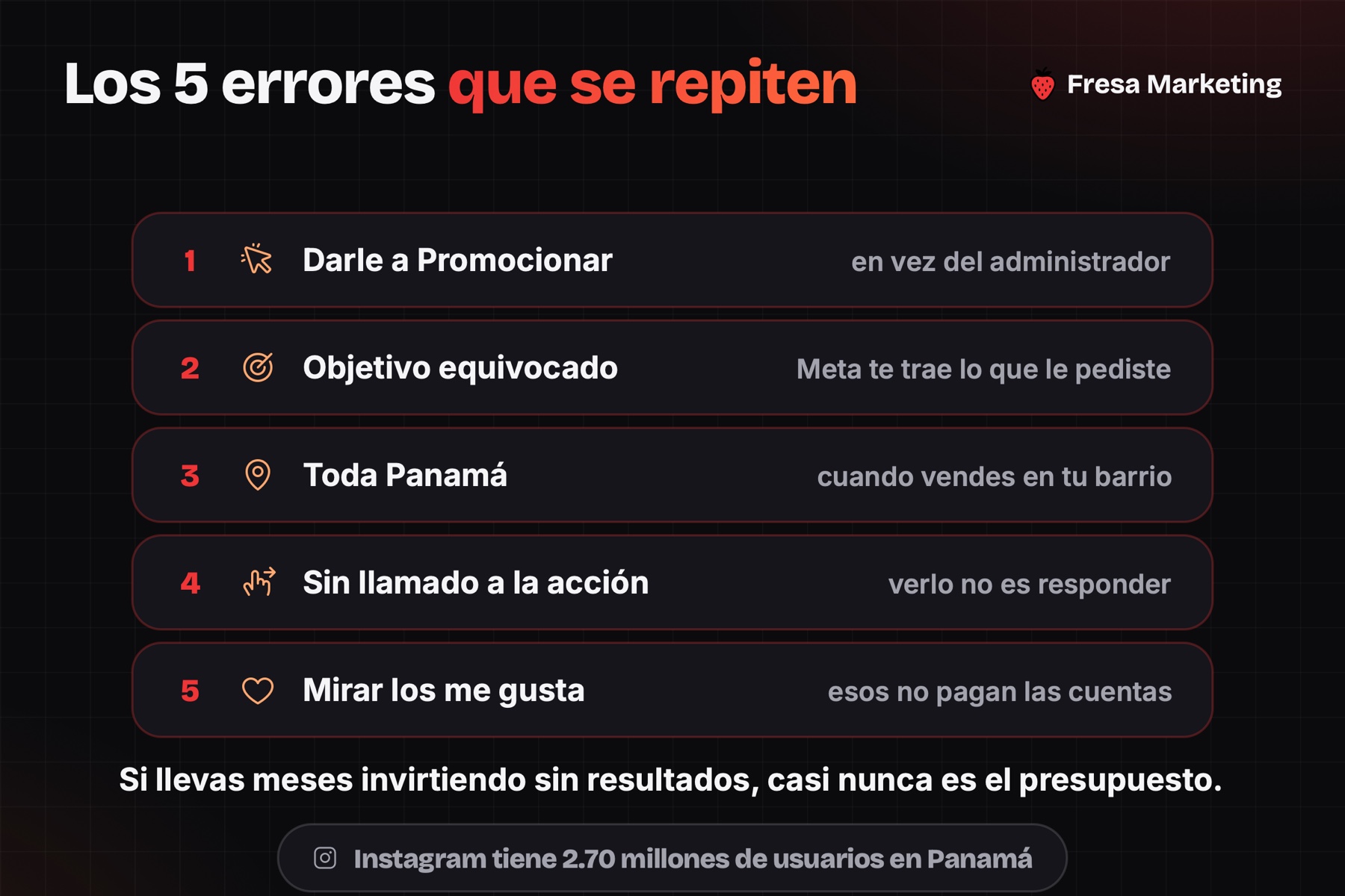 Los 5 errores de publicidad en instagram para negocios locales panamá