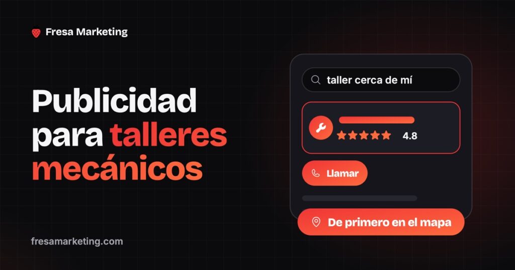 Portada de publicidad pagada para talleres mecánicos: el taller de primero en el mapa con 4.8