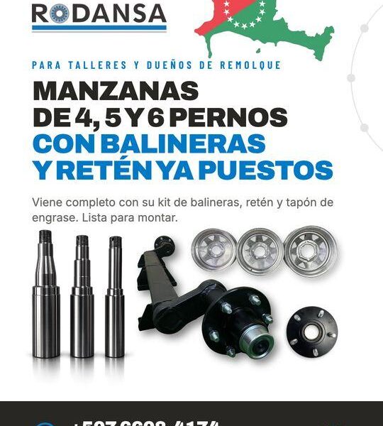 Anuncio ganador de RODANSA: manzanas de 4, 5 y 6 pernos con balineras y retén ya puestos