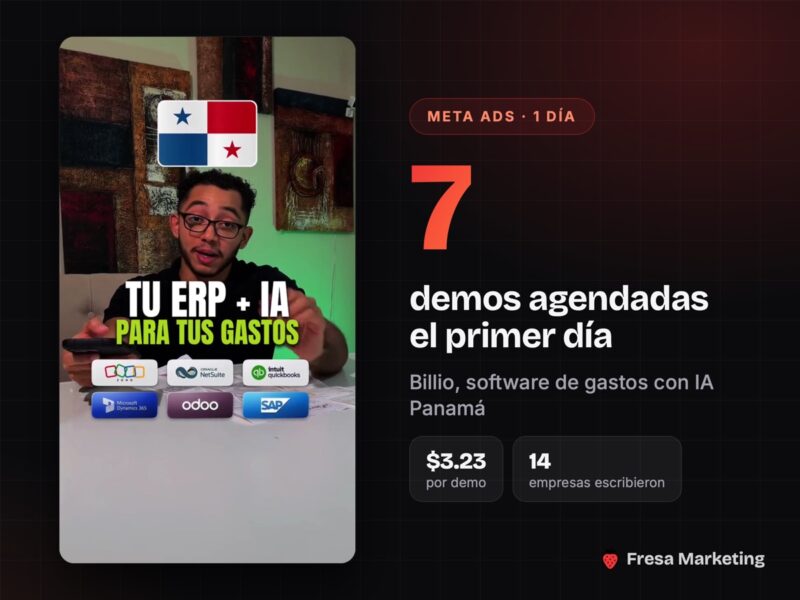7 demos agendadas el primer día de campaña para Billio, software de gastos con IA en Panamá