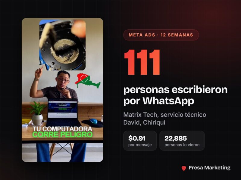 111 personas escribieron por WhatsApp a Matrix Tech por su anuncio de mantenimiento de computadoras en David, Chiriquí