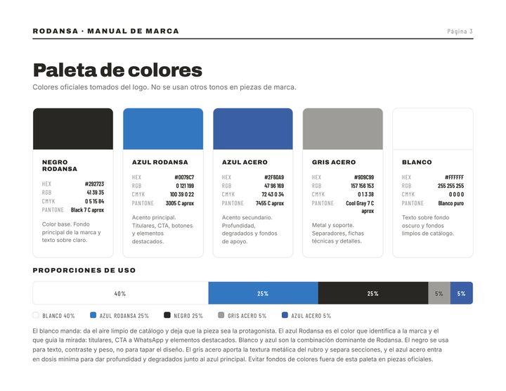 Paleta de colores de RODANSA