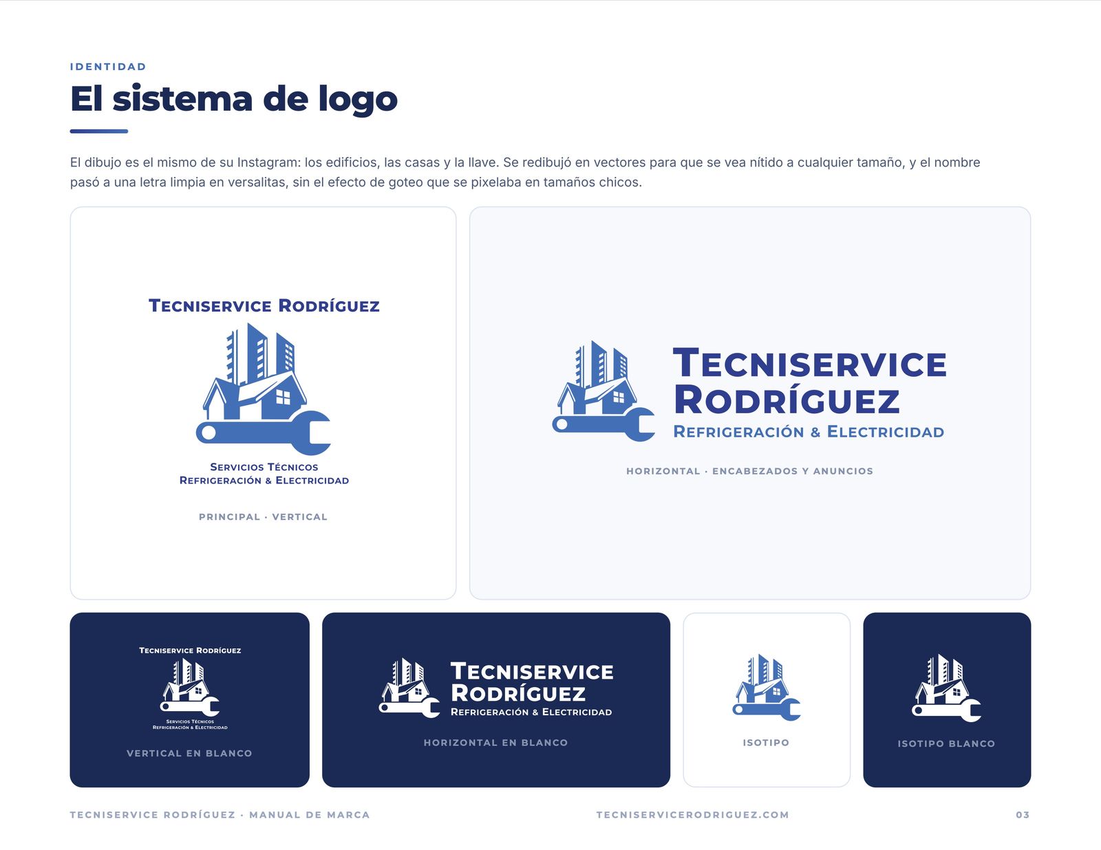 Sistema de logo de Tecniservice Rodríguez redibujado en vectores