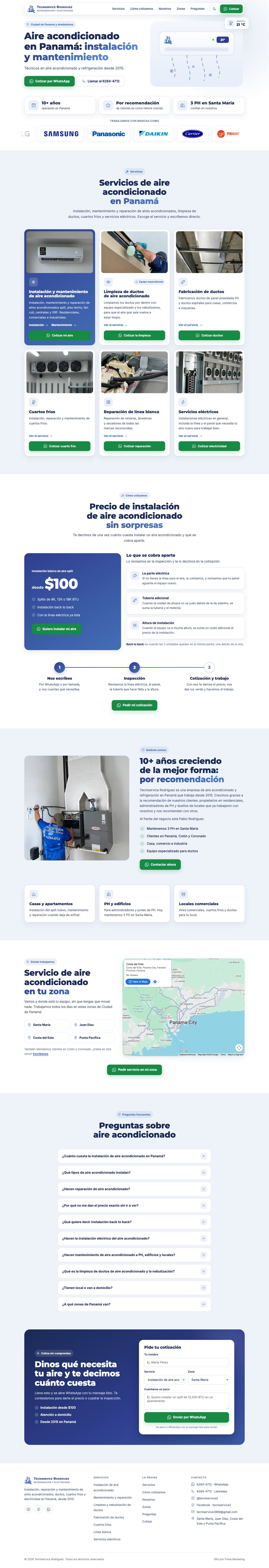 Recorrido completo de la página web de Tecniservice Rodríguez en computadora