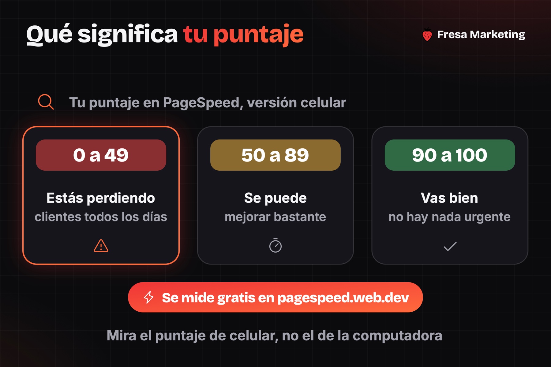 Cómo leer el puntaje de PageSpeed y la velocidad de un sitio web en panamá